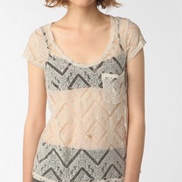 Kimchi Blue Tops - Urban Outfitters Kimchi Blue Natural Lace Top